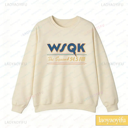 WSQK The Squawk 94.5 FM Radio Sweatshirt Wsqk Unisex Sweatshirts Vintage Sci-fi Crewneck 80s Nostalgic Sweater Retro Shirt Gift