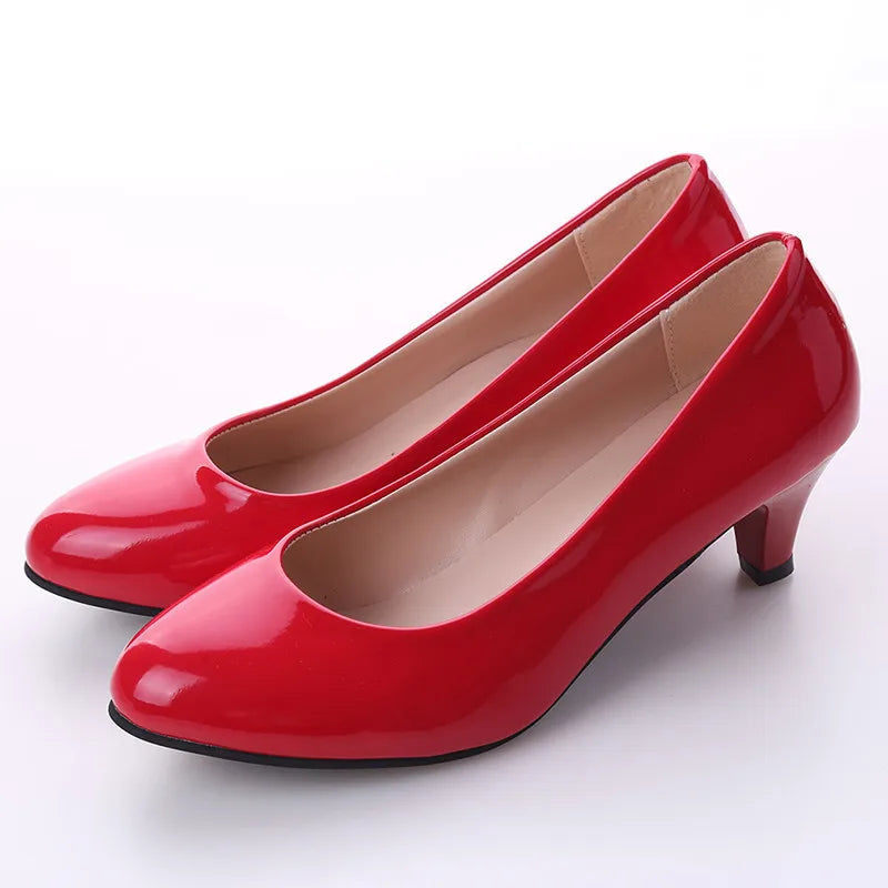 Shoes Ladies Pumps Medium Heel Nude Sexy High Heels Weeding Shoes Women Office Work White Pumps Party Shoes