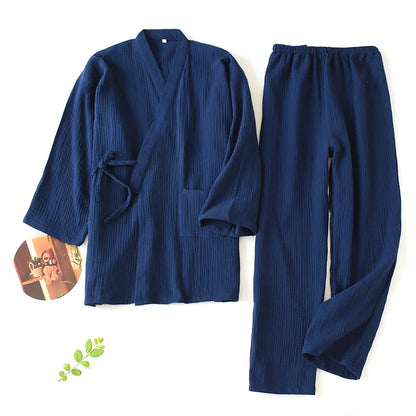 2025 Japanese Cotton Kimono Set - Unisex Pajamas  Home Service Suit