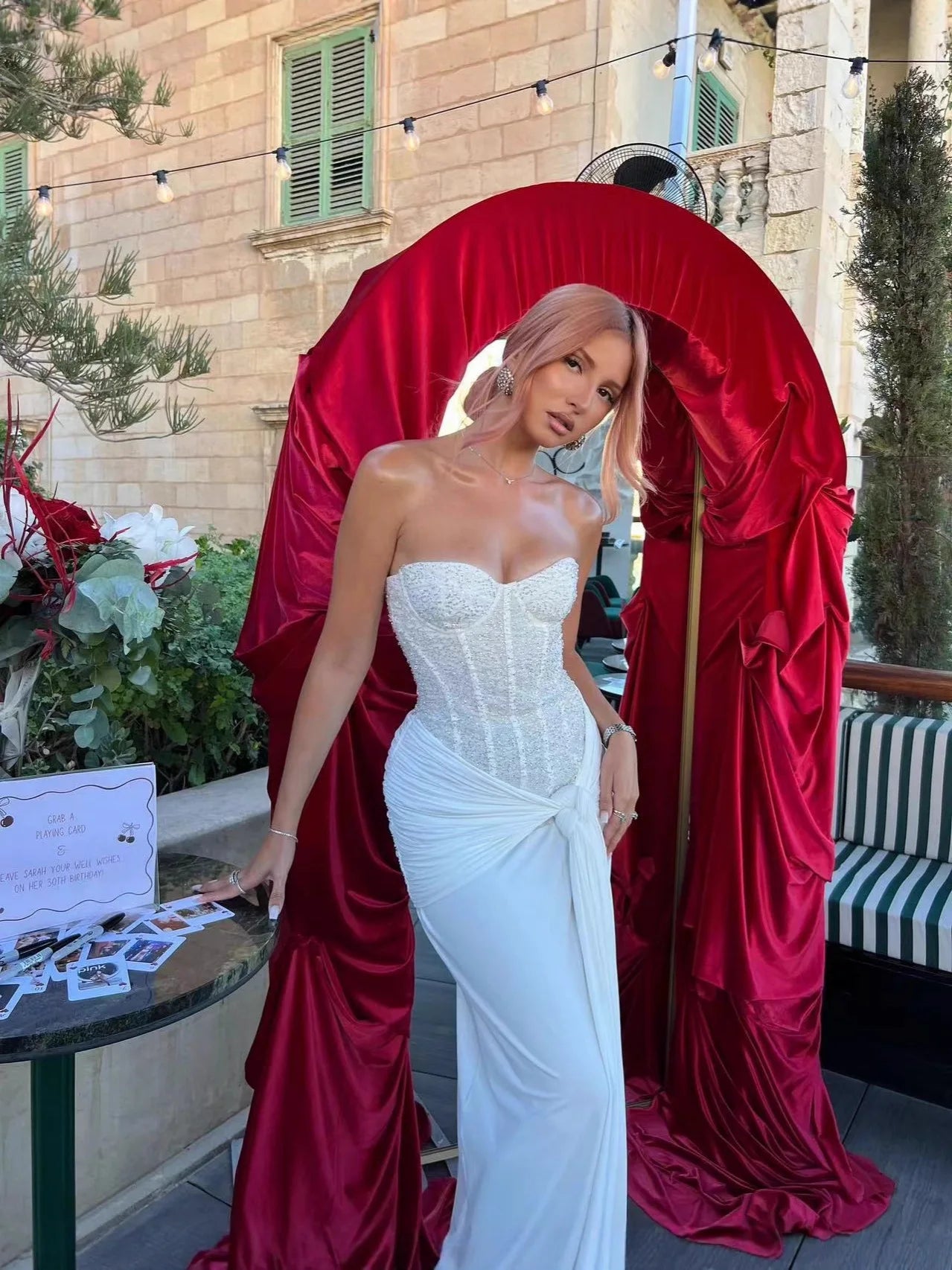 Luxury Evening Dress - White Velvet Strapless Mermaid Gown With Sequins