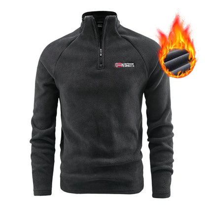 Autunm Winter Polar Fleece Sweatshirt for Men Thick Warm Stand Up Collar Half Zip Casual Base Layer Man Long Sleeve Sweater Man