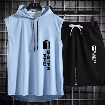 Men's track suit summer sportswear two-piece t-shirt shorts brand tracksuit jogging men's sports suit fitness clothes exercise