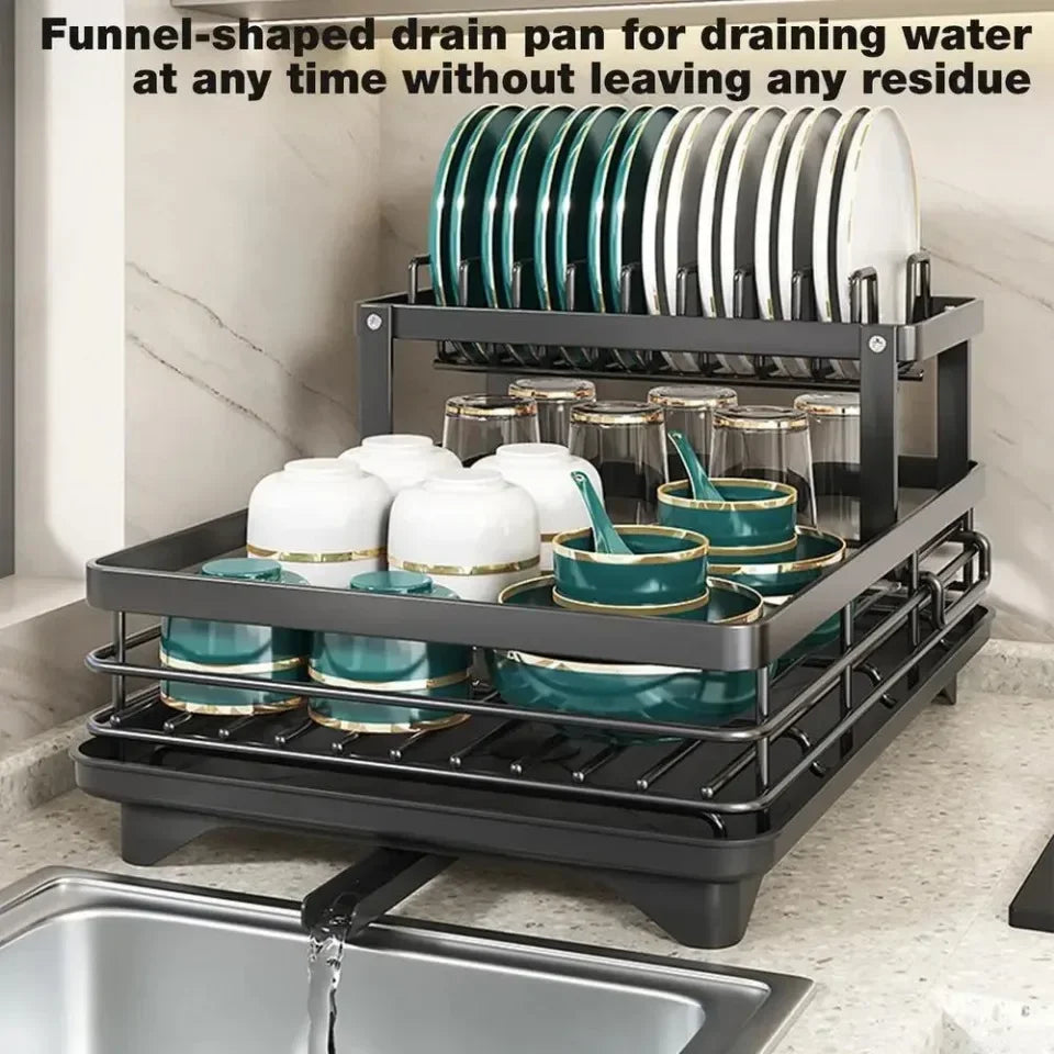 Stainless Steel Dish Rack – Kitchen Drying Rack With Cutlery Holder & Drainboard Organizer