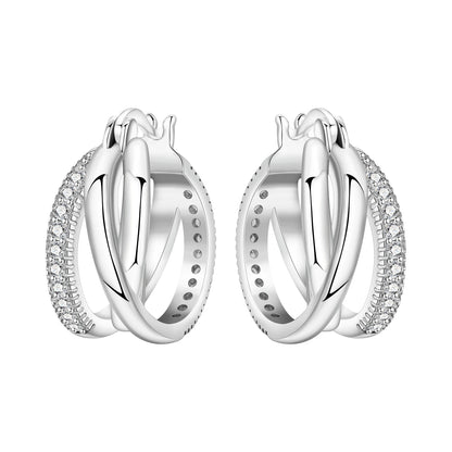 Orstarry S925 Sterling Silver Square Chain With Stone Inlaid Earrings Hoop Earrings For Women Jewelry Original Party Trendy Gift