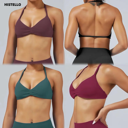 Impact Sports Bra - Seamless Yoga Halter Top for Women | High Support Fitness Workout Bra
