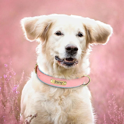 Personalized Leash Custom Dog Collar PU Leather Pet Dog Tag Collars Free Engraved Nameplate For Small Medium Large Dogs Pitbull