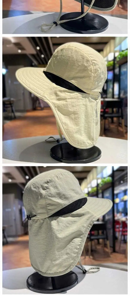 Unisex Windproof Quick-Dry Fisherman Hat Mesh Breathable Fishing Cap with Neck Flap & UV Protection for Outdoor Fishing Hikin