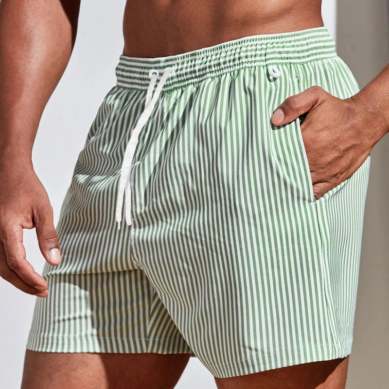 Simple Vertical Stripes Pattern Short Pants For Men Summer Casual Daily Wear 3D Printed Beach Shorts Loose Vacation Swim Trunks