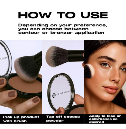 Professional matte contour powder tray creates a 3D facial contour, with long-lasting bronzing powder for setting makeup