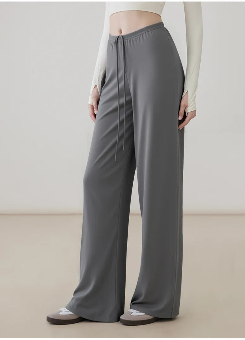 Women's Buttery Soft Wide Leg Yoga Pants - Elastic Waist, Cooling Breathable, Natural Drape Straight Leg Workout Pants