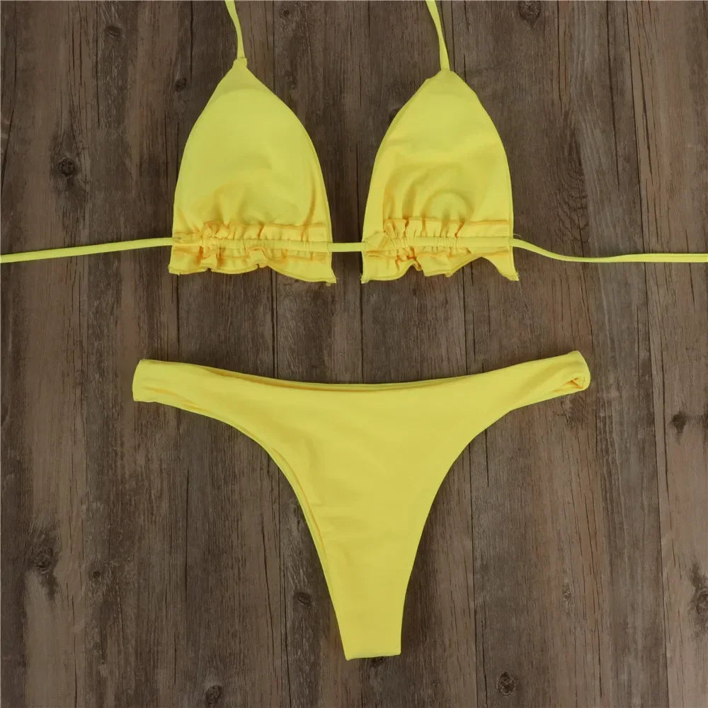 Brazilian Bikini Set - Sexy Two Piece Swimsuit With Push-Up Bandage Top