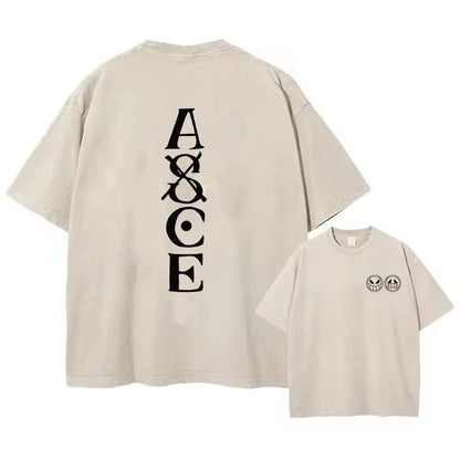 One Piece T-shirts Graphic Men Casual Oversized Washed Harajuku T-shirt Washed Japanese Anime Loose Streetwear Black Tops Tees