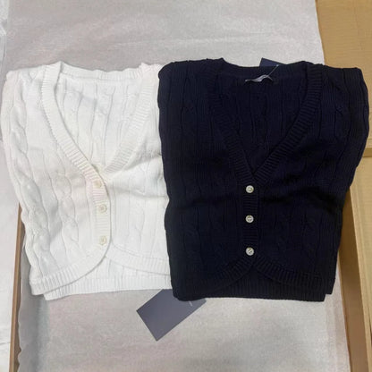 Solid Twist Flower Knitted Cropped Cardigan Woman V-neck Single Breasted Short Sleeve Crop Tops Autumn Sweet Cotton Knitwear New