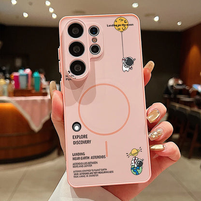 Little Astronaut Magnetic Phone Case For Samsung Galaxy S25 S26 Ultra Edge S24 S23 FE A57 A17 A56 A37 A16 A55 A36 A55 Hard Cover