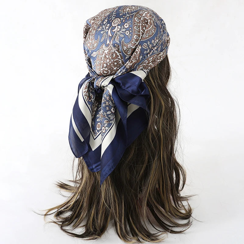 Luxury Silk Head Scarf - Soft Summer Foulard Bandana for Women