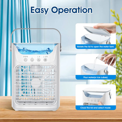 3 In 1 Fan AIr Conditioner Household Small Air Cooler LED Night Light Portable Humidifier Air Adjustment Fan Office Home Fan