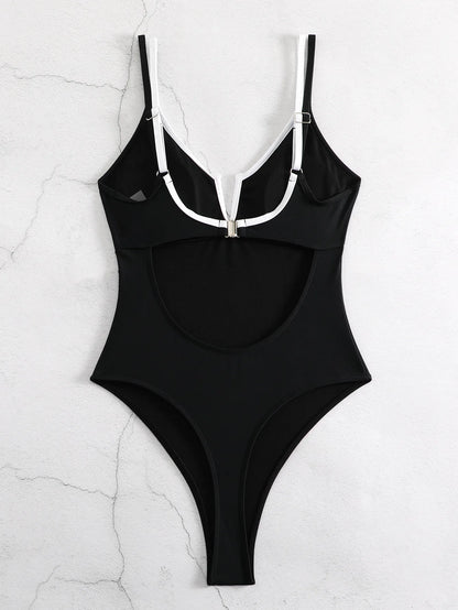 2026 Sexy Strappy Swimsuit One Piece Black Swimwear Female Solid Bathers Bathing Swimming Swim Suit Beachwear