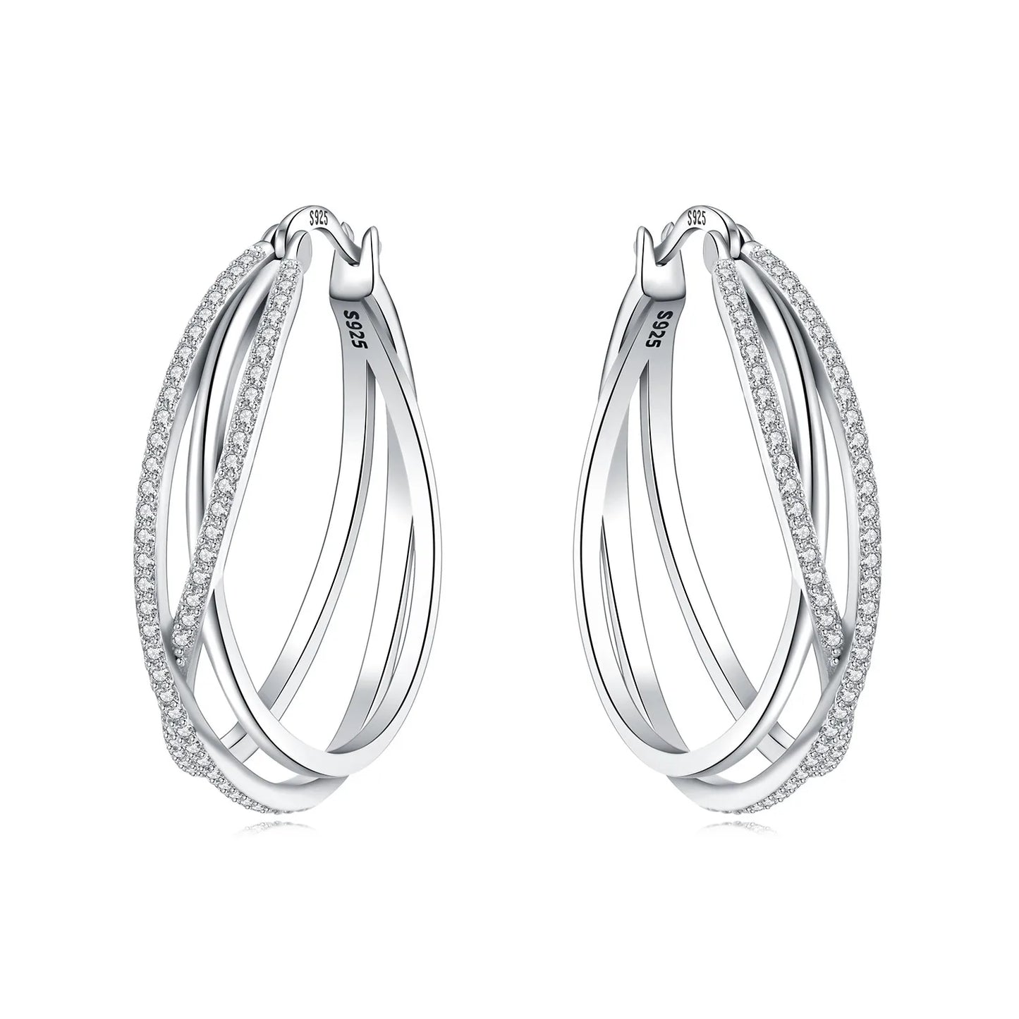 Orstarry S925 Sterling Silver Square Chain With Stone Inlaid Earrings Hoop Earrings For Women Jewelry Original Party Trendy Gift