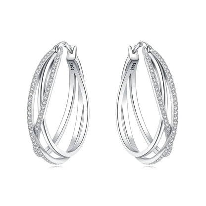 Orstarry S925 Sterling Silver Square Chain With Stone Inlaid Earrings Hoop Earrings For Women Jewelry Original Party Trendy Gift