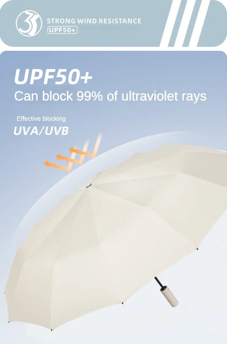 Stormproof Windproof Automatic Folding Rain Umbrella for Men, Large Strong Reinforced 288 Bone, Sun UV UPF50+ Parasol