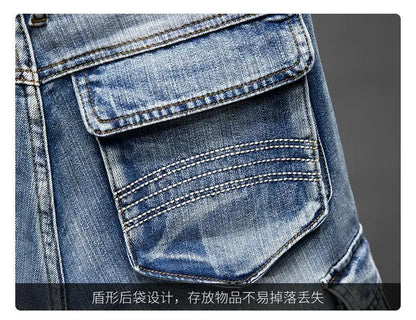 Denim Shorts Men – Casual Summer Knee Length Jean Shorts with Multiple Pockets