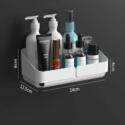 Bathroom Kitchen Wall Shelf - No-Drill Makeup  Shampoo Organizer