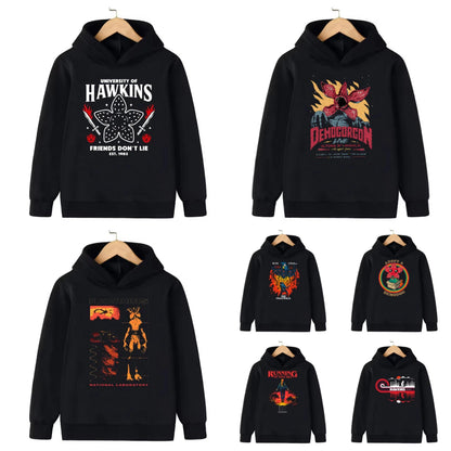 Demogorgon Hawkins Hoodies Kids Cartoon Anime Print Clothes Streetwear Basic Boys Tops Children Sweatshirts