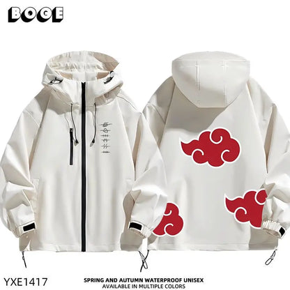 Naruto Shippuden Akatsuki Organization Cartoon Jacket 2D Student Couple Hooded Coat Jacket Top Anime Peripheral Wholesale