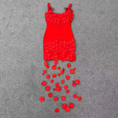 2026 New Bandage Women's Sexy Tube Top Sleeveless Flower Waist Elegant Temperament Bandage Dress