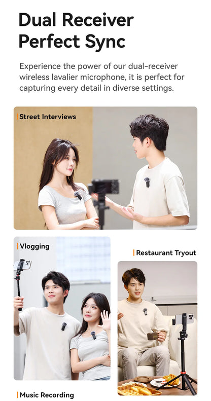 Ulanzi A100 Wireless Lavalier Microphone 20M Transmission for Street Interviews Vlogging Music Recording for Smartphones Cameras