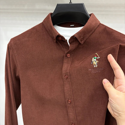 Spring and Autumn New 100% Cotton Long Sleeve Shirt for Men's Business, Leisure, Skin Friendly, Comfortable Collar Shirt Coat