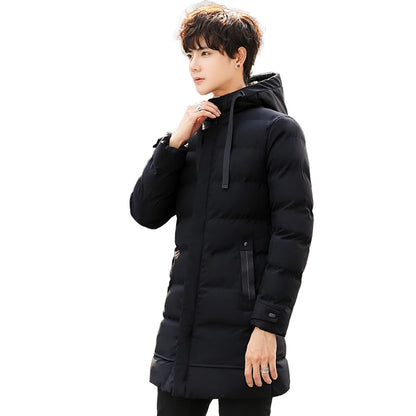 Mid-length New Thickened Hooded Jacket for Winter Men Warm Cotton-padded Jacket for MenLeisureDown Mountaineering Overcoat Men