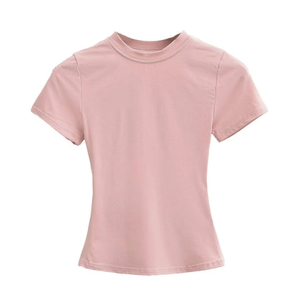 Women's Slim T-Shirt – Casual Solid Y2K Short-Sleeve Top