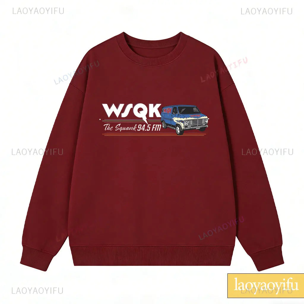 WSQK The Squawk 94.5 FM Radio Sweatshirt Wsqk Unisex Sweatshirts Vintage Sci-fi Crewneck 80s Nostalgic Sweater Retro Shirt Gift