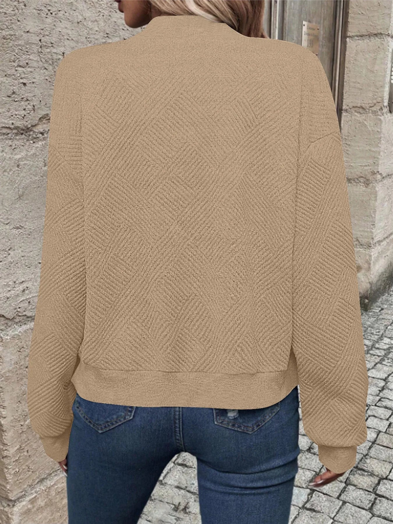 Women's Casual Zipper Jacket - Polyester Spandex Knit Fabric Spring Autumn Coat