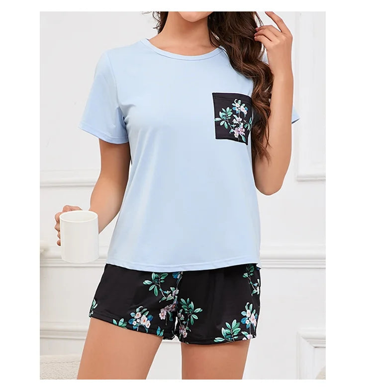 Women's Pajamas Home Suit Soft Comfort Nightwear Loungewear Autumer Crew Neck Tops and Shorts Pajama Pants 3 Piece Pyjama Femme