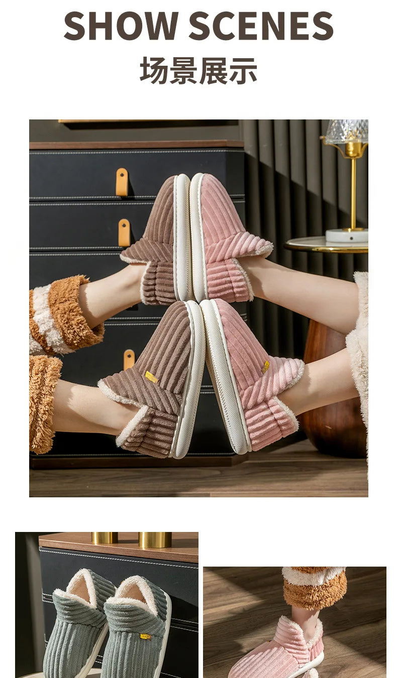 Mens Plush Indoor Slippers - Soft Fluffy Cotton House Shoes - ZOOMNSTORE