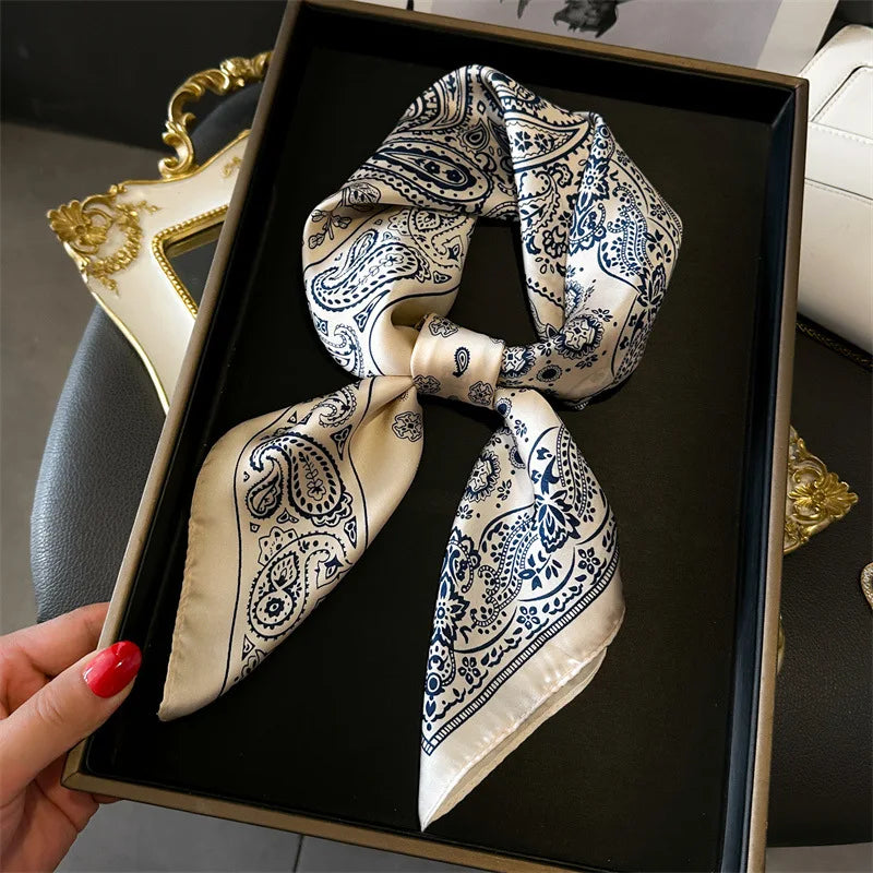 Luxury Silk Square Scarf - Womens Satin Neckerchief  Hair Wrap 2023