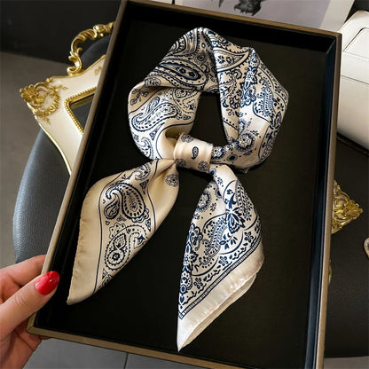 Luxury Silk Square Scarf - Womens Satin Neckerchief  Hair Wrap 2023