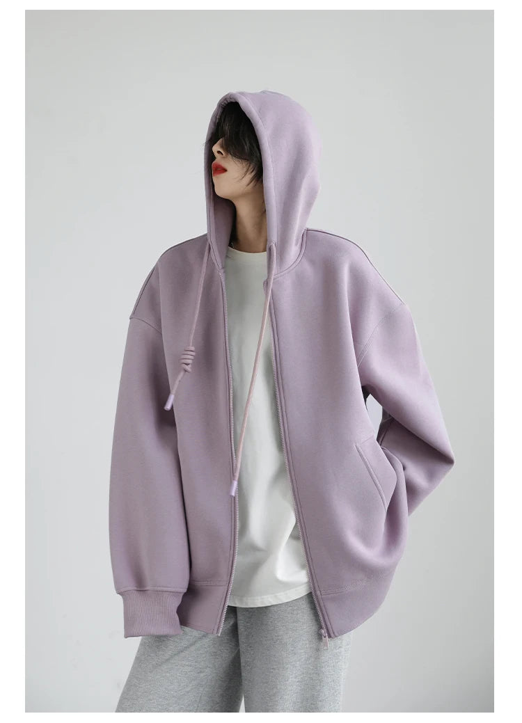 CHIC VEN Women Sweatshirts Hoodies Solid Loose Casual Hooded Female Tops Lady Coat Medium Length Overcoat Spring Autumn 2025