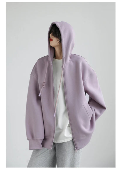 CHIC VEN Women Sweatshirts Hoodies Solid Loose Casual Hooded Female Tops Lady Coat Medium Length Overcoat Spring Autumn 2025