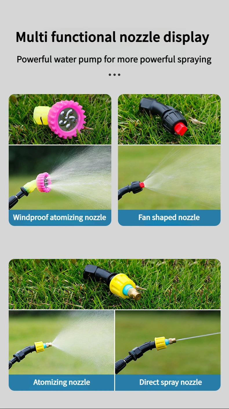 15L Multifunction Electric Sprayer, Adjustable Nozzle Garden Spray Tank For Watering, Cleaning, Pet Bathing with 3 Spray Heads
