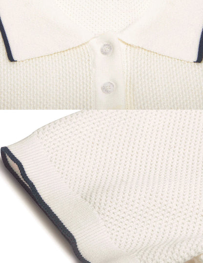 CHCH Men's lapel Short Sleeved Sweater T-shirt New Knitted Casual Business Men's Pullover Sweater T-shirt