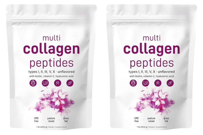 Multi-Collagen Peptides Powder – Hydrolyzed Collagen Blend with Vitamin C & Biotin Supports Skin,Hair and Nail  Health 454g/1lb