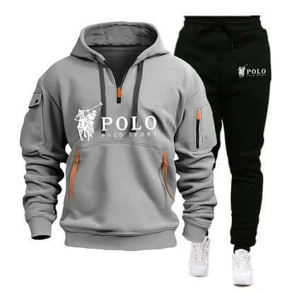 2026 Autumn/Winter New Men's Casual Set Fashion Outdoor Hiking Windproof Warm Men's Hoodie and Pants Two Piece Set