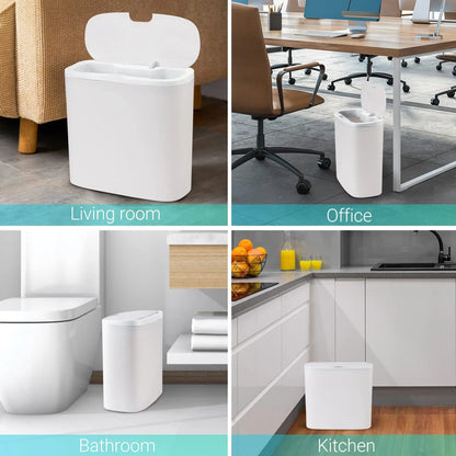 Touchless Motion Sensor Trash Can - Automatic Waterproof Slim Garbage Bin for Bathroom and Kitchen
