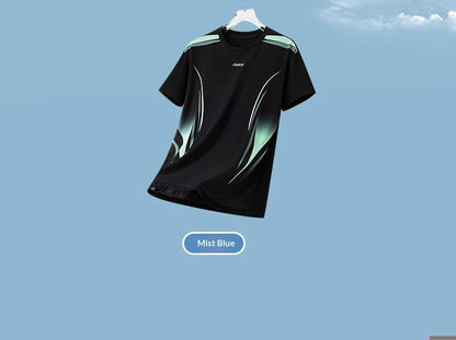 Men's Gradient Ice-Silk T-Shirt – Quick-Dry Running & Training Top