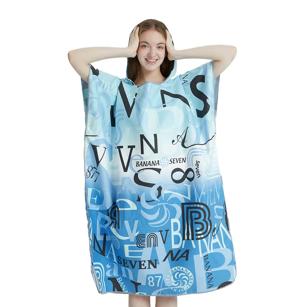 Surf Poncho Towel Poncho Quick-Dry Towel Hoodie Microfiber Beach Robe Changing Poncho Swim Towel Beach Poncho For Adults (A12)