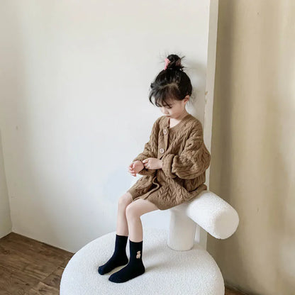 1 Pairs Cotton Kids Socks Korean Retro Style Bear Embroidery Girls Boy Toddler Knitted Socks Warmth Tube Socks For 1-9 Year