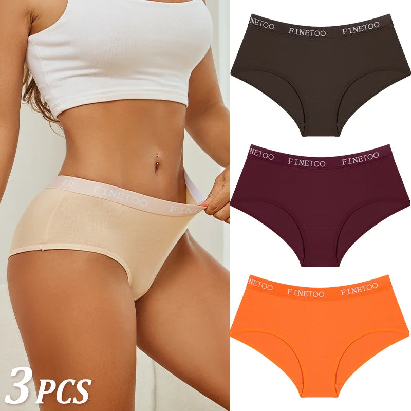 Women Cotton Briefs - Soft Breathable Low-Rise Panties 3Pcs Cotton Underwear Set